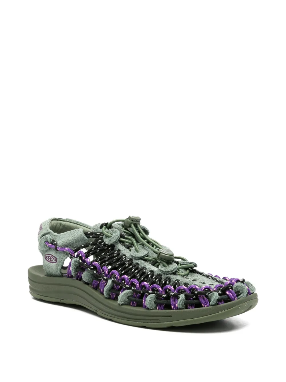Green sandals, front view