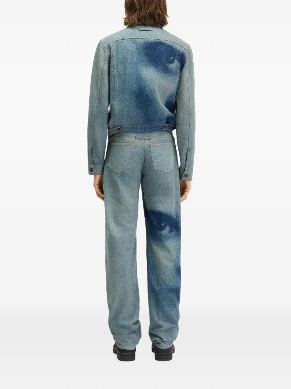 Blue jacket, full body view