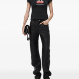 Black t-shirt, full body view