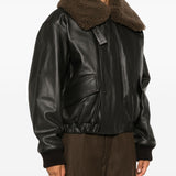 LEMAIRE - Women Leather Jacket With Shearling Collar