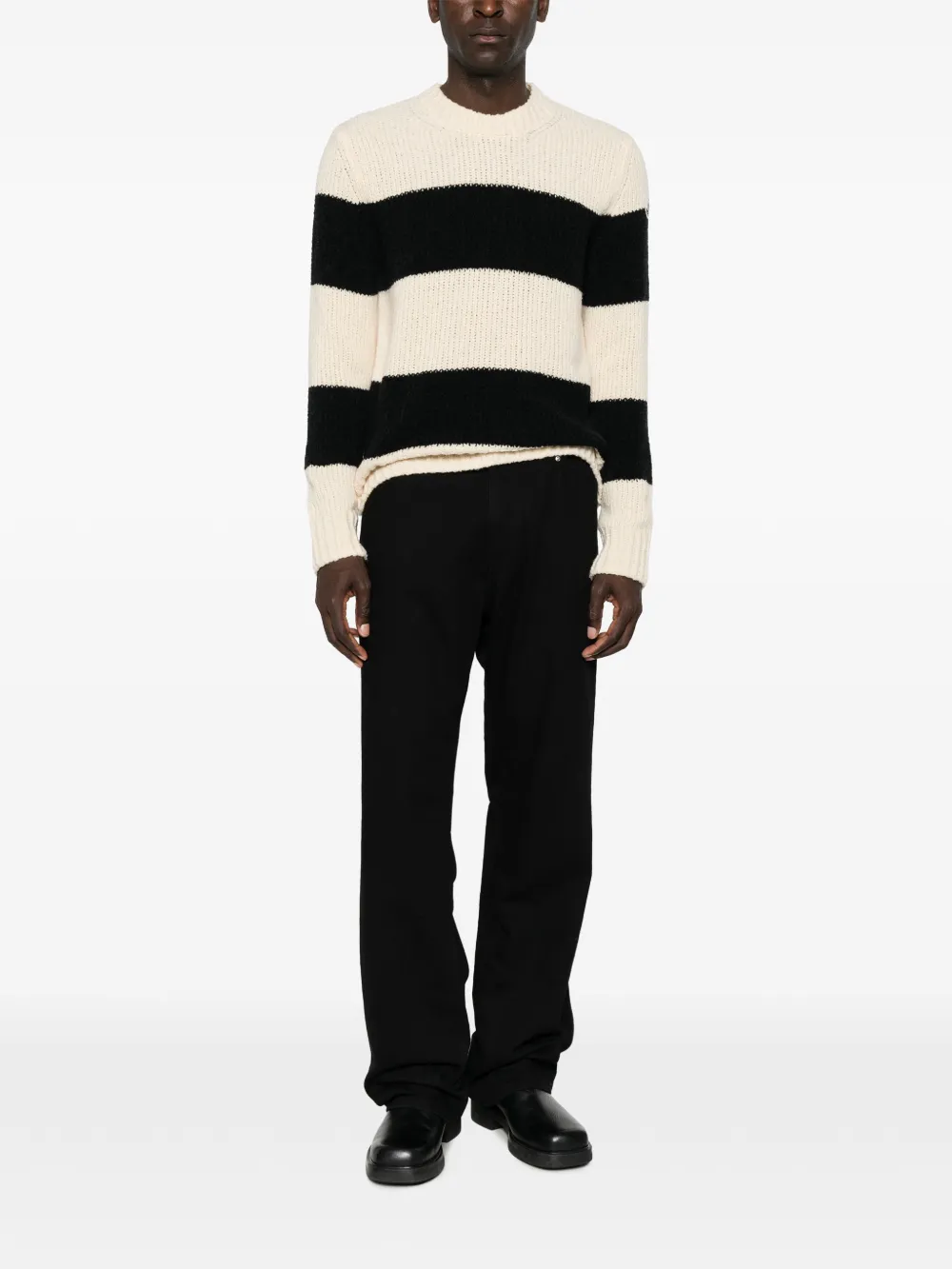 Black knitwear, full body view