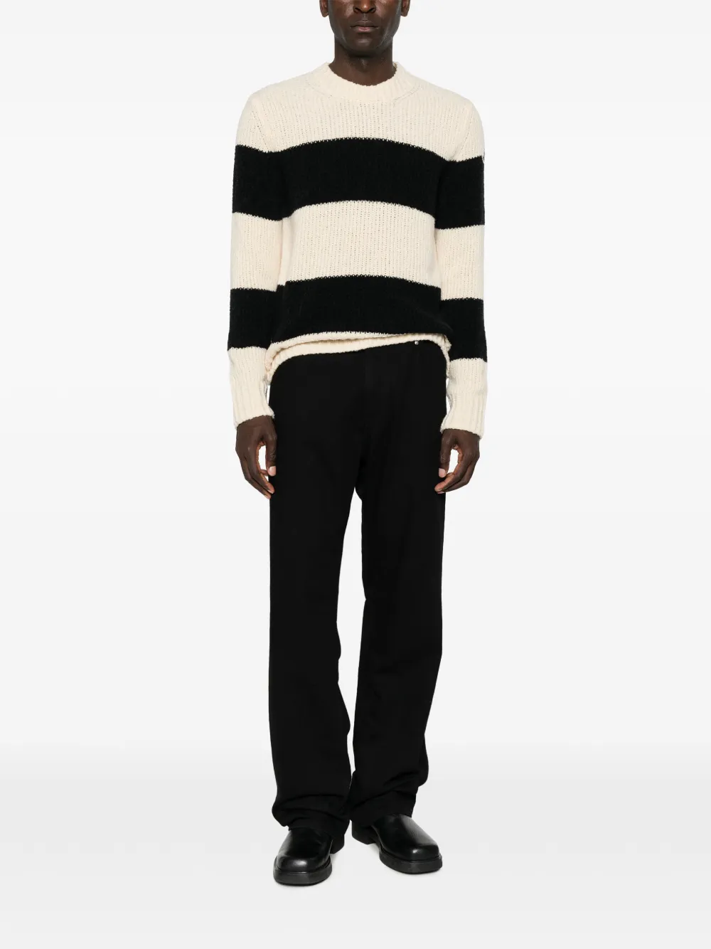 Black knitwear, full body view