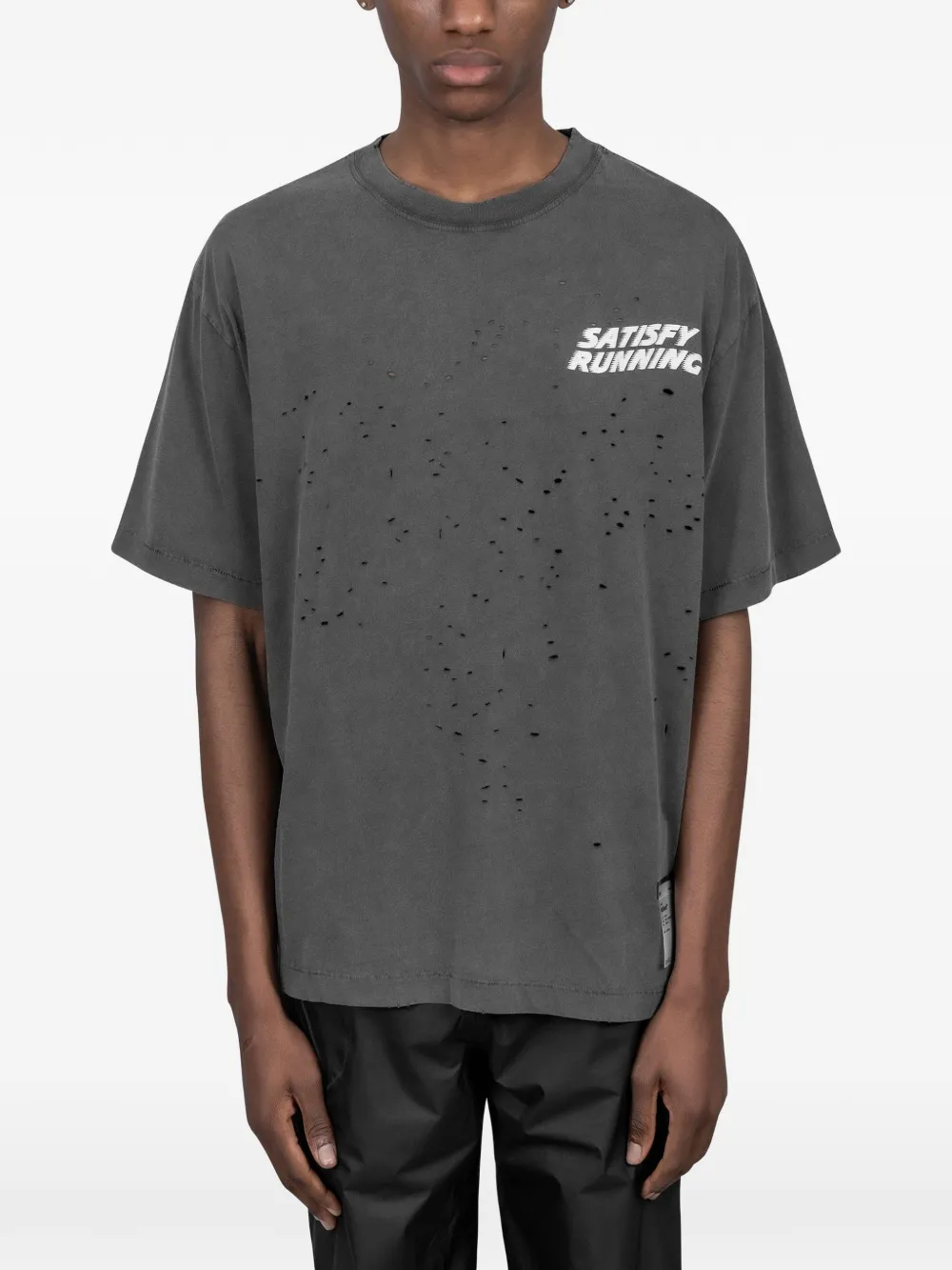 Grey t-shirt, full body view