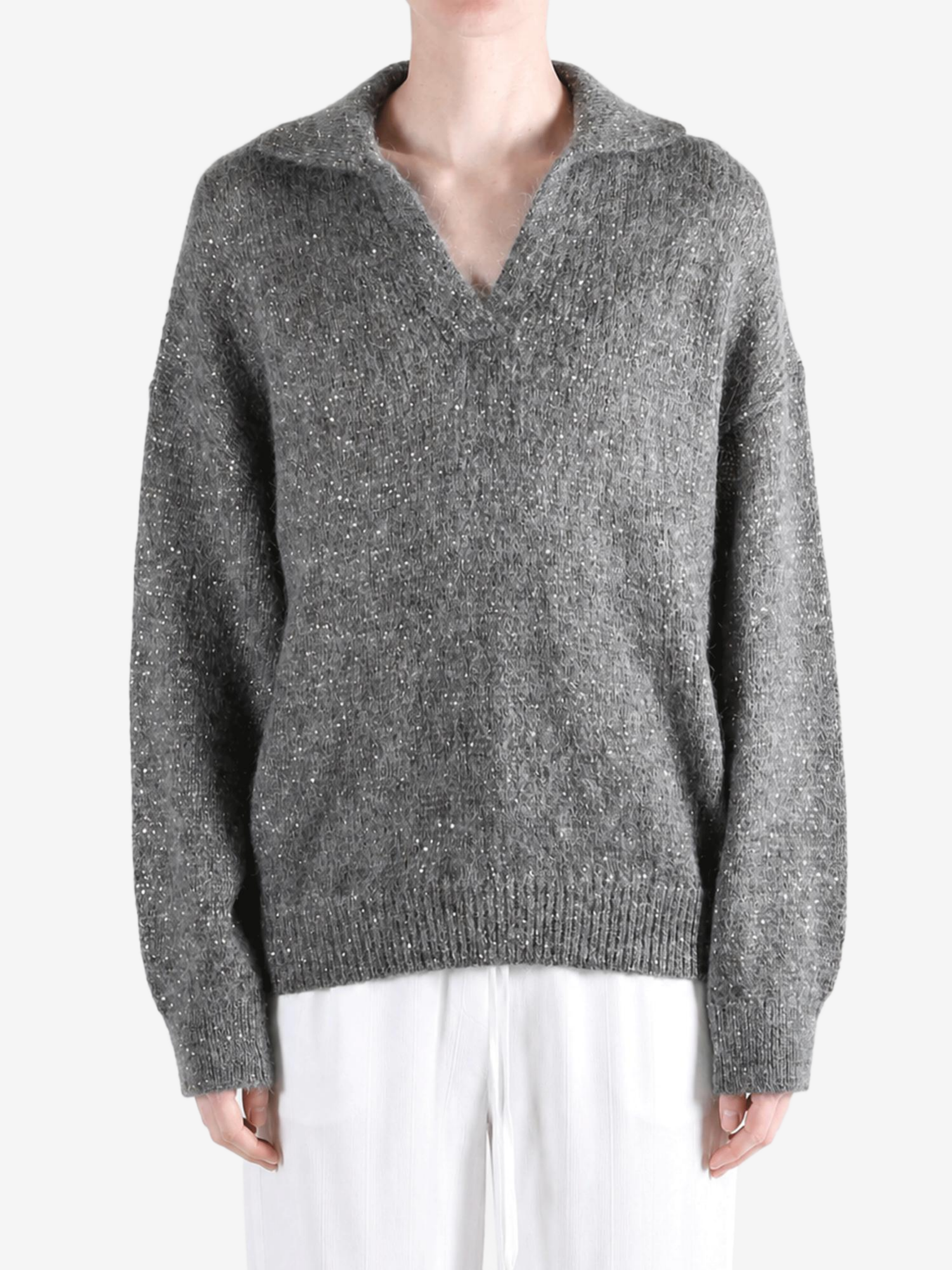 Grey hoodie, full body view