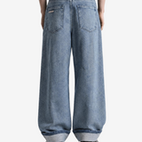 Blue pants, full body view