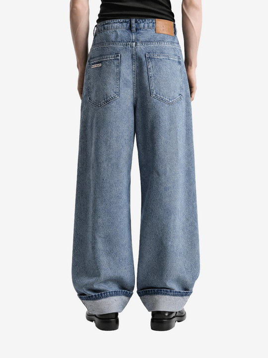 Blue pants, full body view