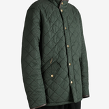 Green jacket worn by a person, showing the jacket fit