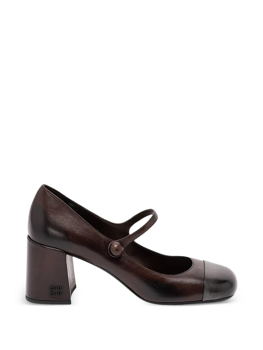 Brown heels, side view
