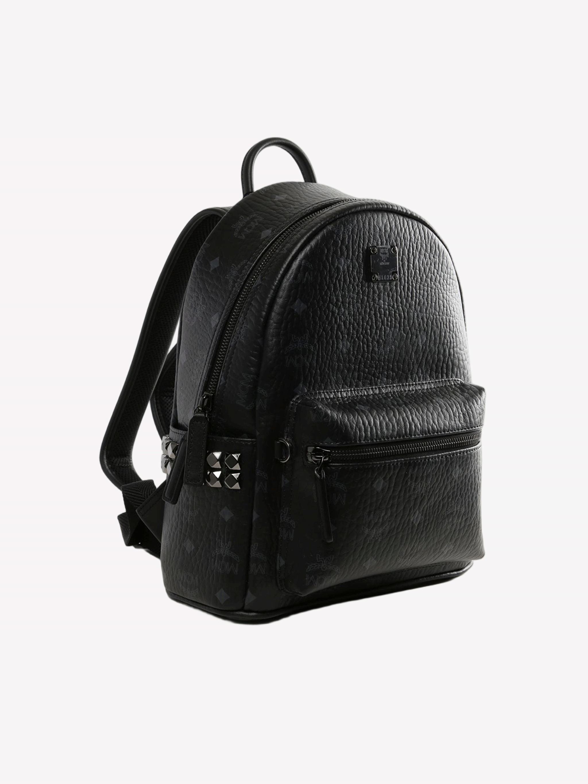 black visetos mini backpack MCM Stark Visetos Side-stud Small Backpack, Black
