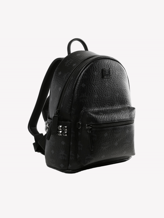 MCM Stark Side Studs Backpack in Visetos Black Visetos
