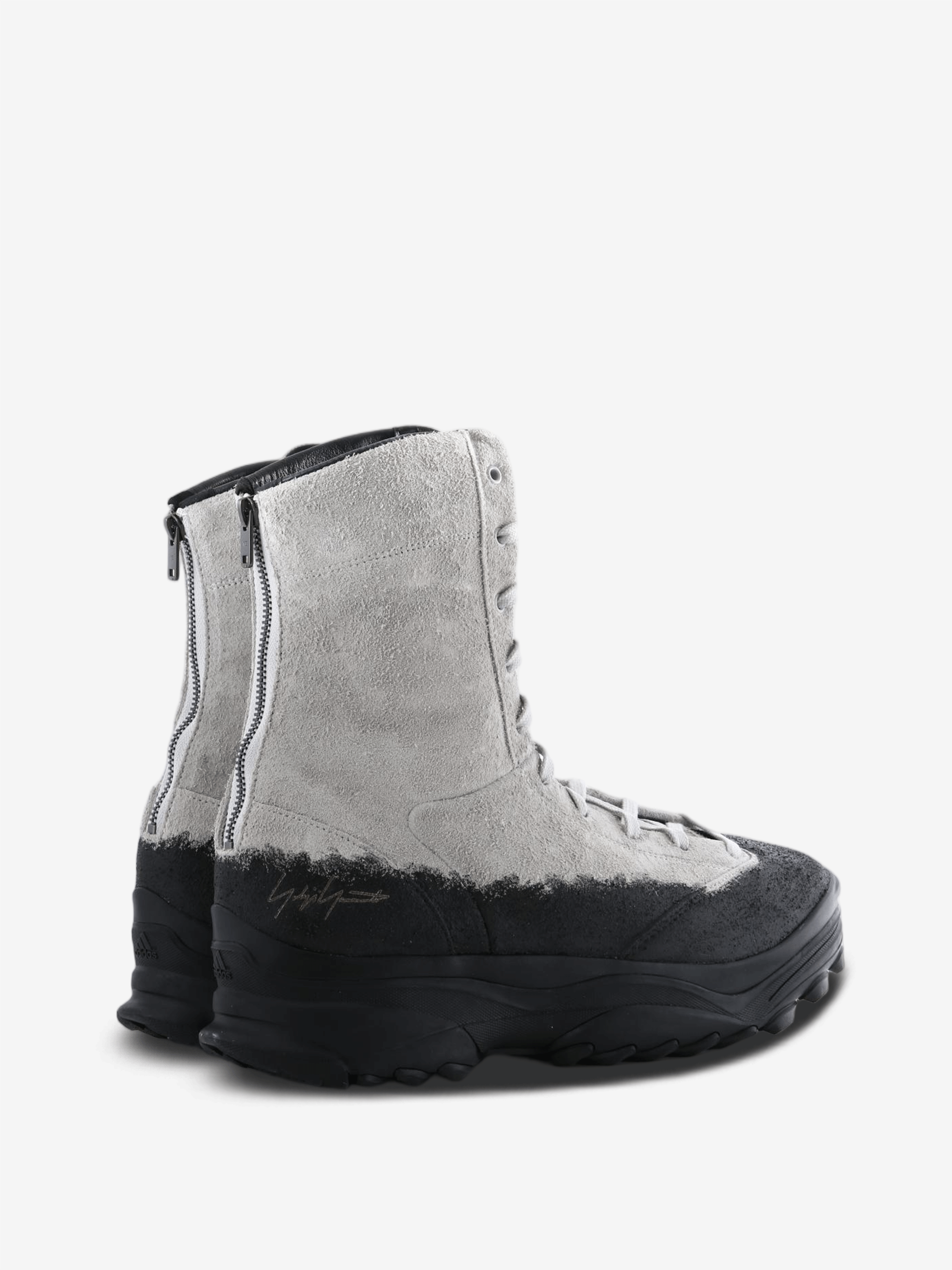 Grey boots, side view