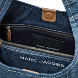 Close up of blue bagshowing texture of the cotton fabric