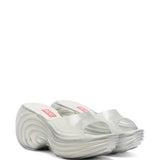 White sandals, front view