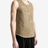 Tan top worn by a person, showing the top fit