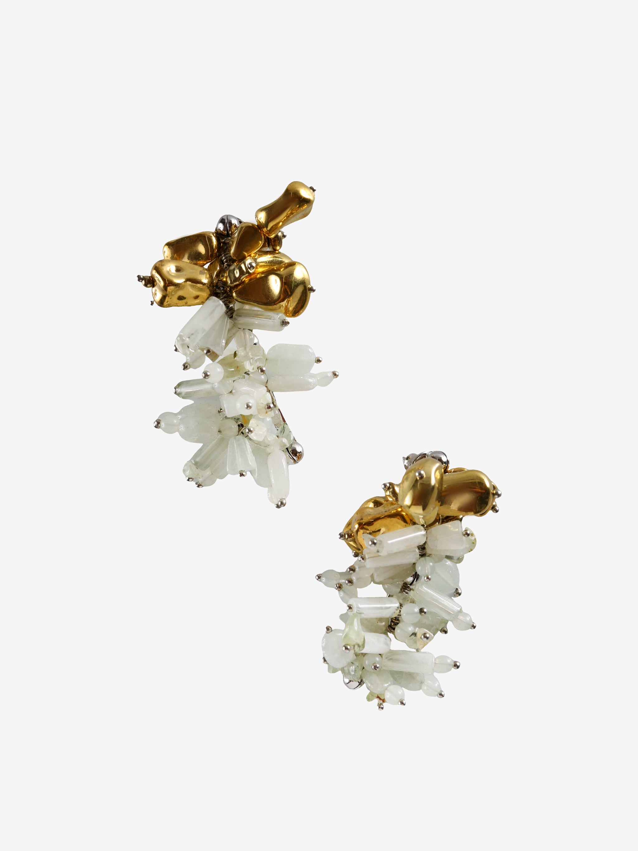 White earrings, front view