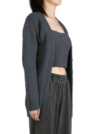 ALEXANDER WANG - Women Ribbed Bilayer V-Neck Cardigan With Cami Twinset