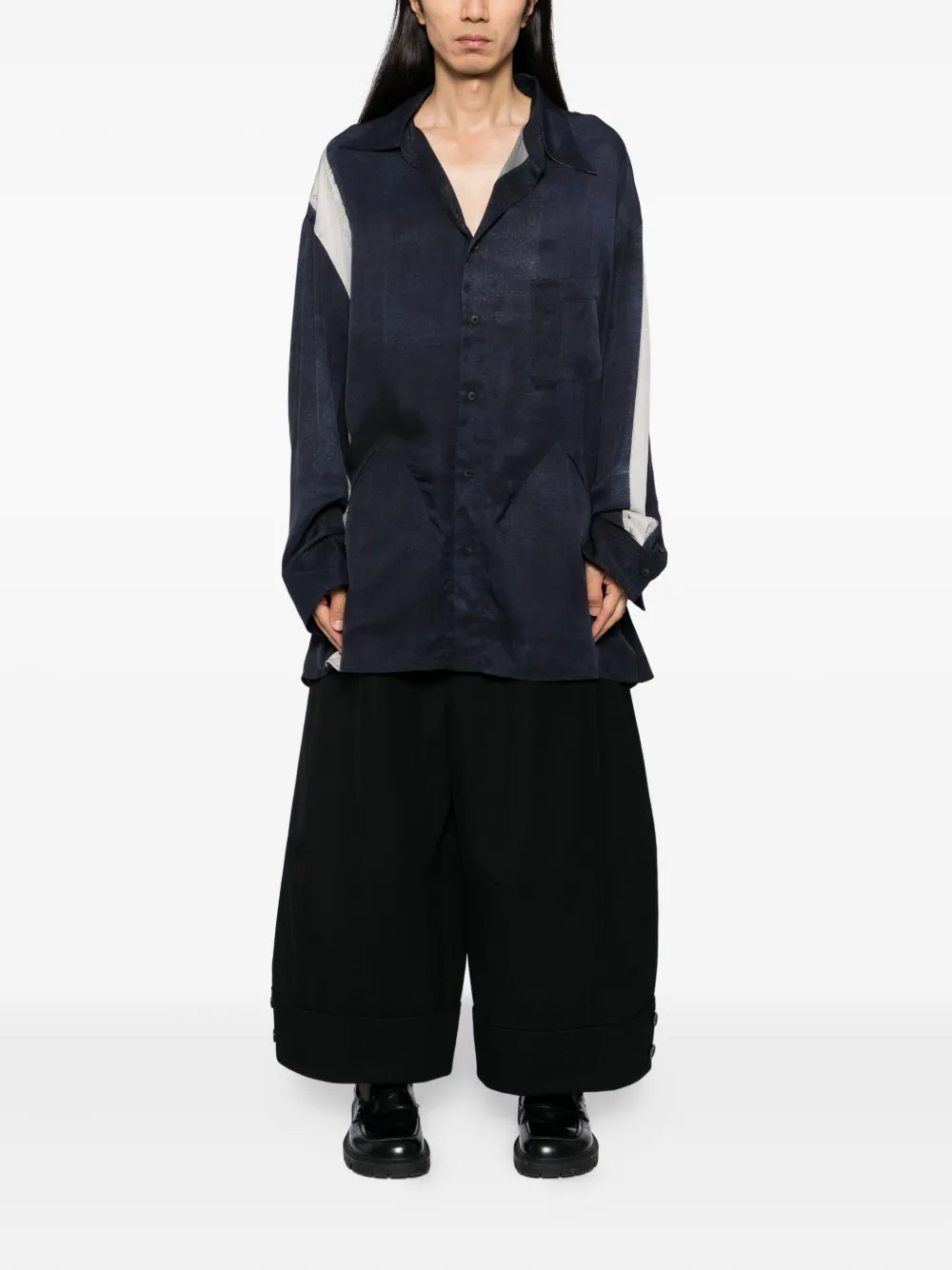 Blue shirt, full body view