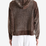 Brown hoodie, full body view