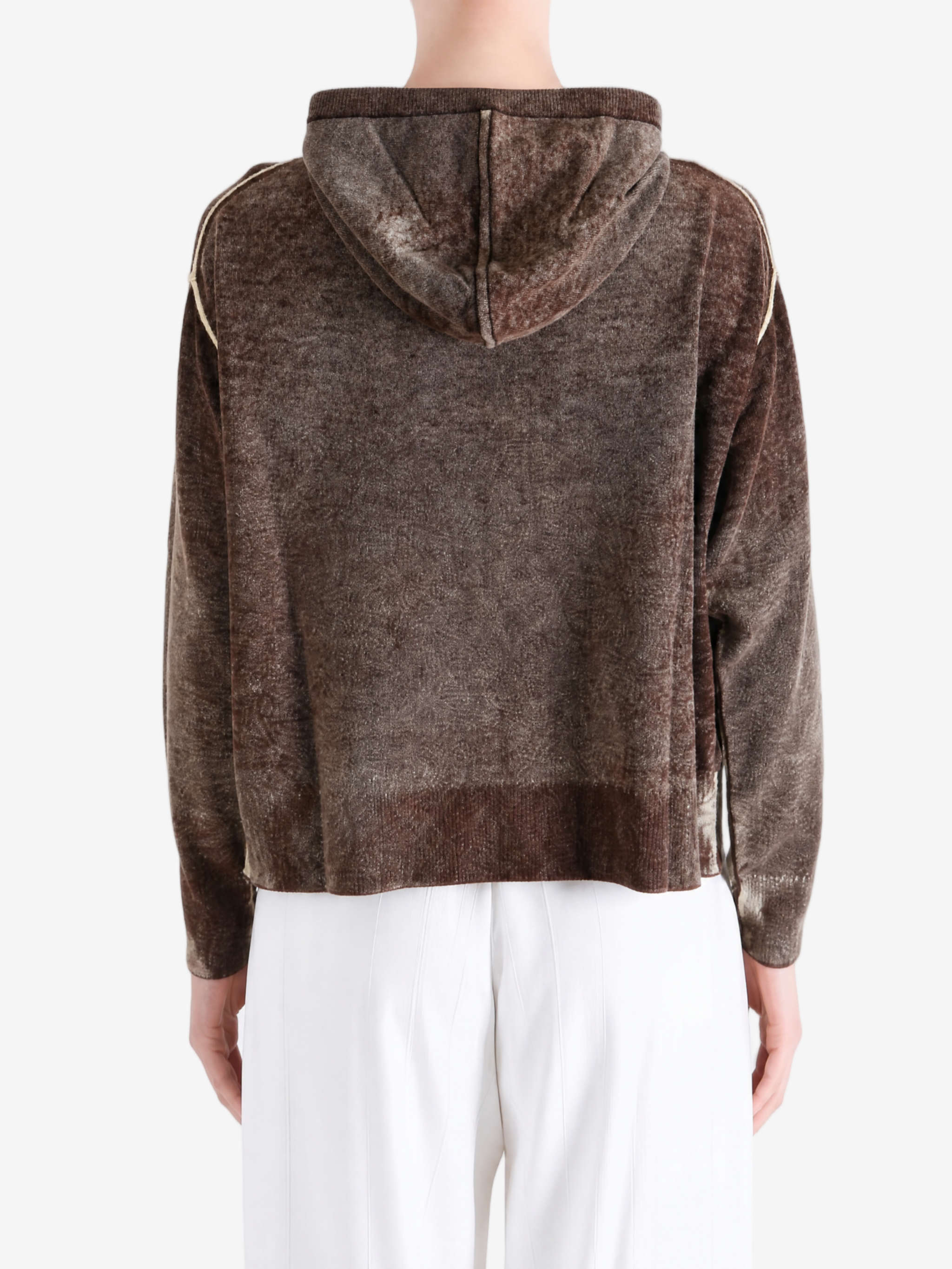 Brown hoodie, full body view