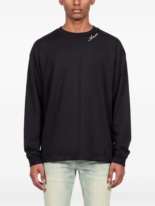 Black t-shirt, full body view