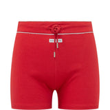 Red shorts, front view