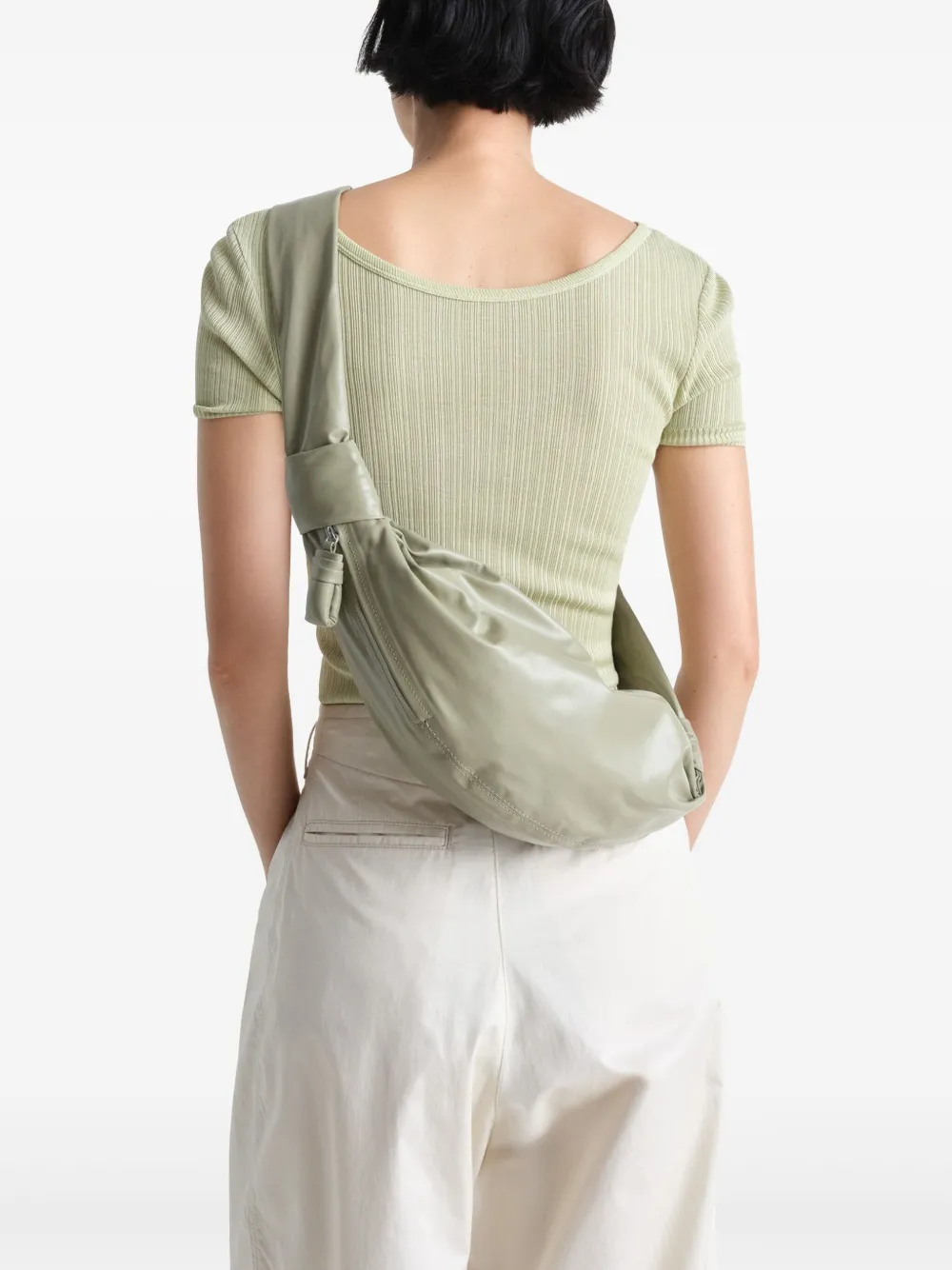 Green bags, full body view