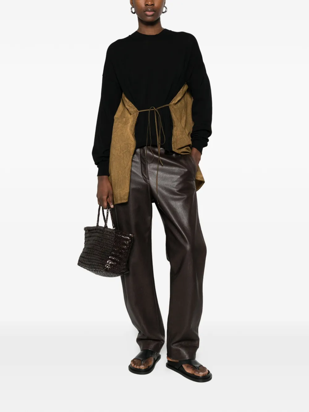 Black knitwear, full body view