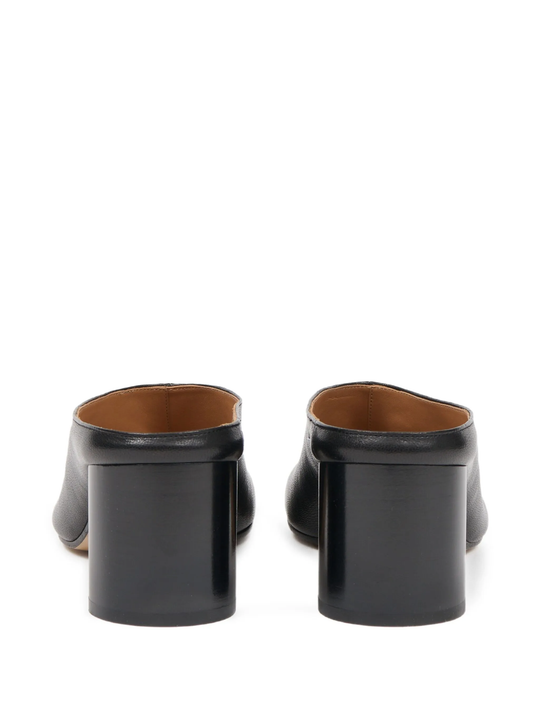 black mules, back view