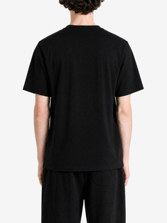 Black t-shirt, full body view