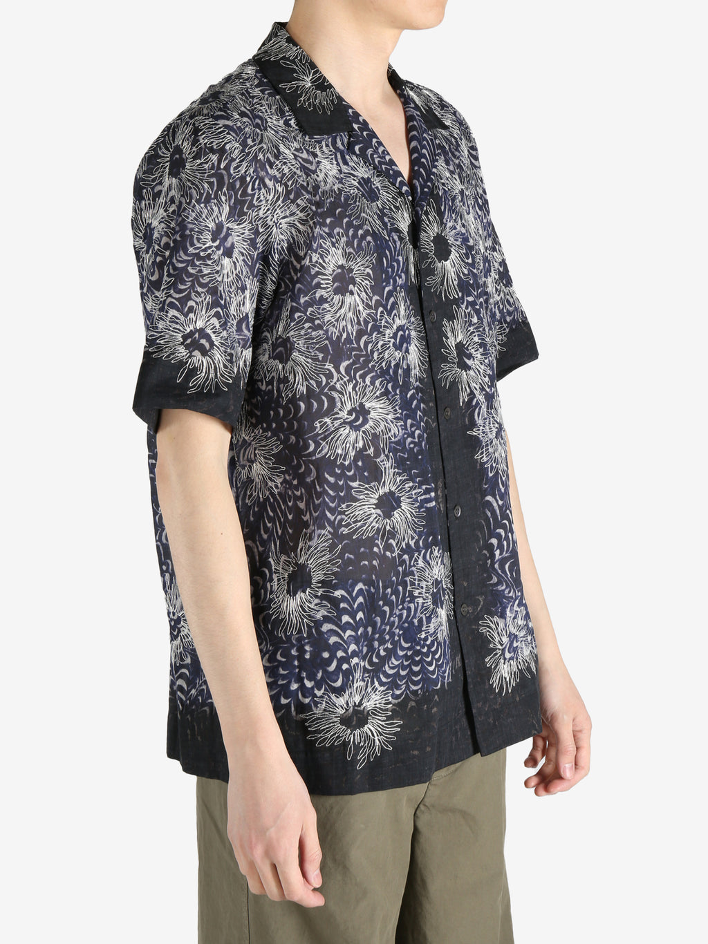 DRIES VAN NOTEN - Men Cotton Print Floral Embroidery Shirt