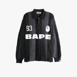 A BATHING APE - Men Sta Stripe Pattern Jacquard Multi Logo Relaxed Fit Long Sleeve Tee
