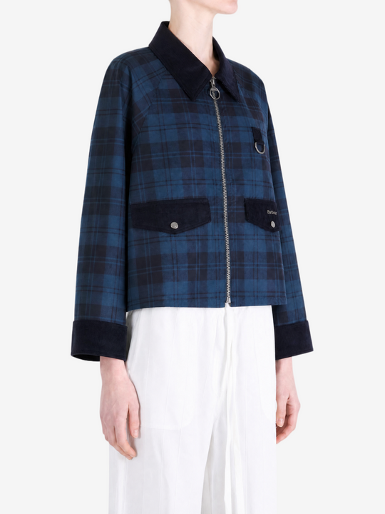Blue jacket worn by a person, showing the jacket fit