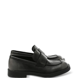 Black loafers-mules, front view
