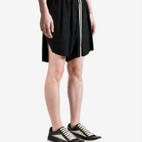 Black shorts, full body view