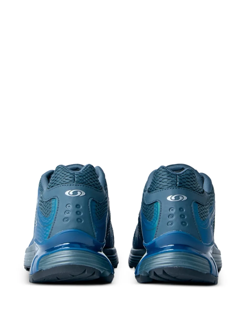 Blue sneakers, back view