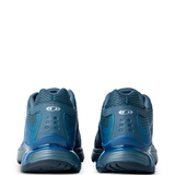 Blue sneakers, back view