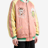 Pink jacket worn by a person, showing the jacket fit