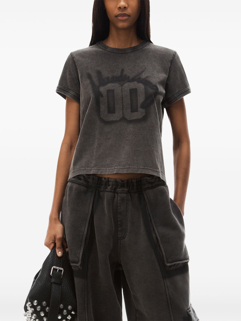 ALEXANDER WANG - Women Shrunken Ringer Tee W/ AW 00 Graphic