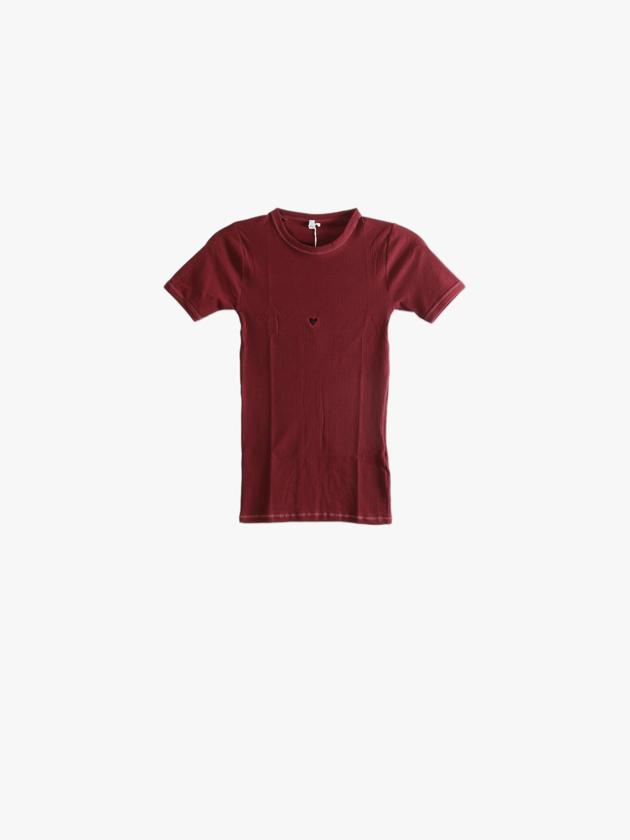 Burgundy t-shirt, front view