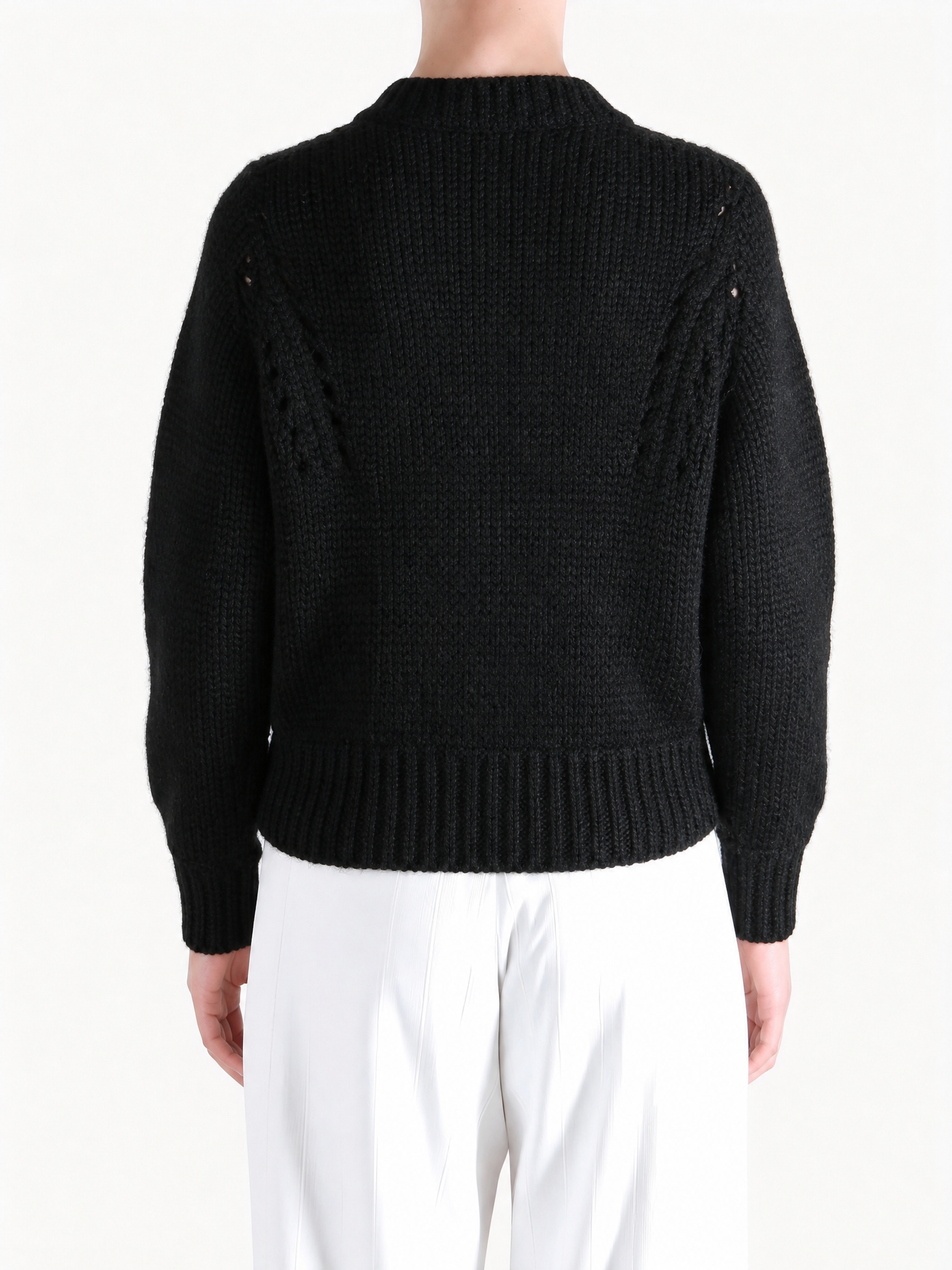 Black knitwear, full body view