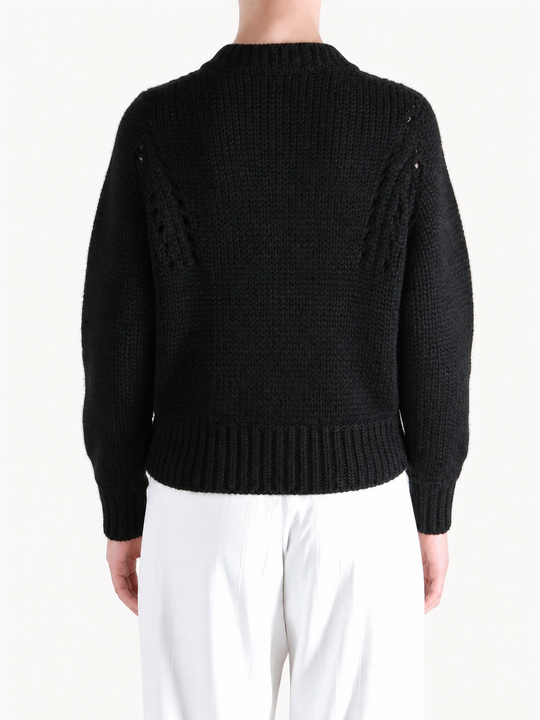 Black knitwear, full body view
