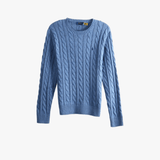 Blue knitwear, front view