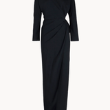 Navy dress, front view