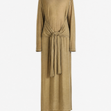 Tan dress, full body view
