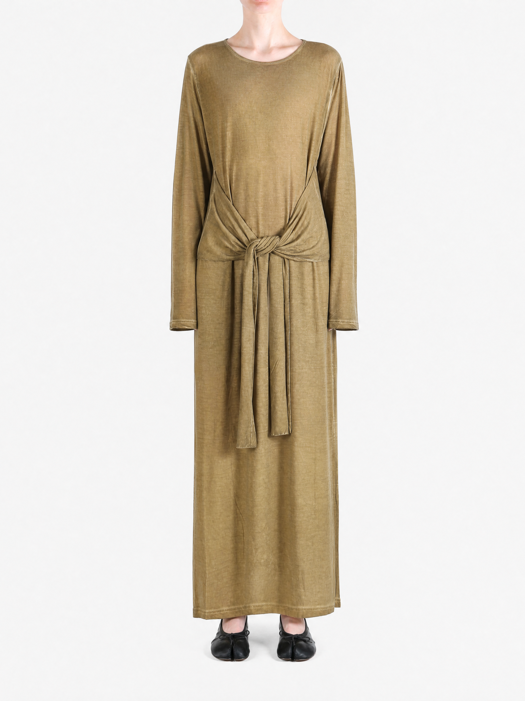 Tan dress, full body view