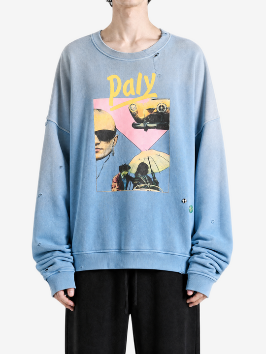 Blue hoodie worn by a person, showing the hoodie fit