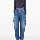 Blue pants, full body view