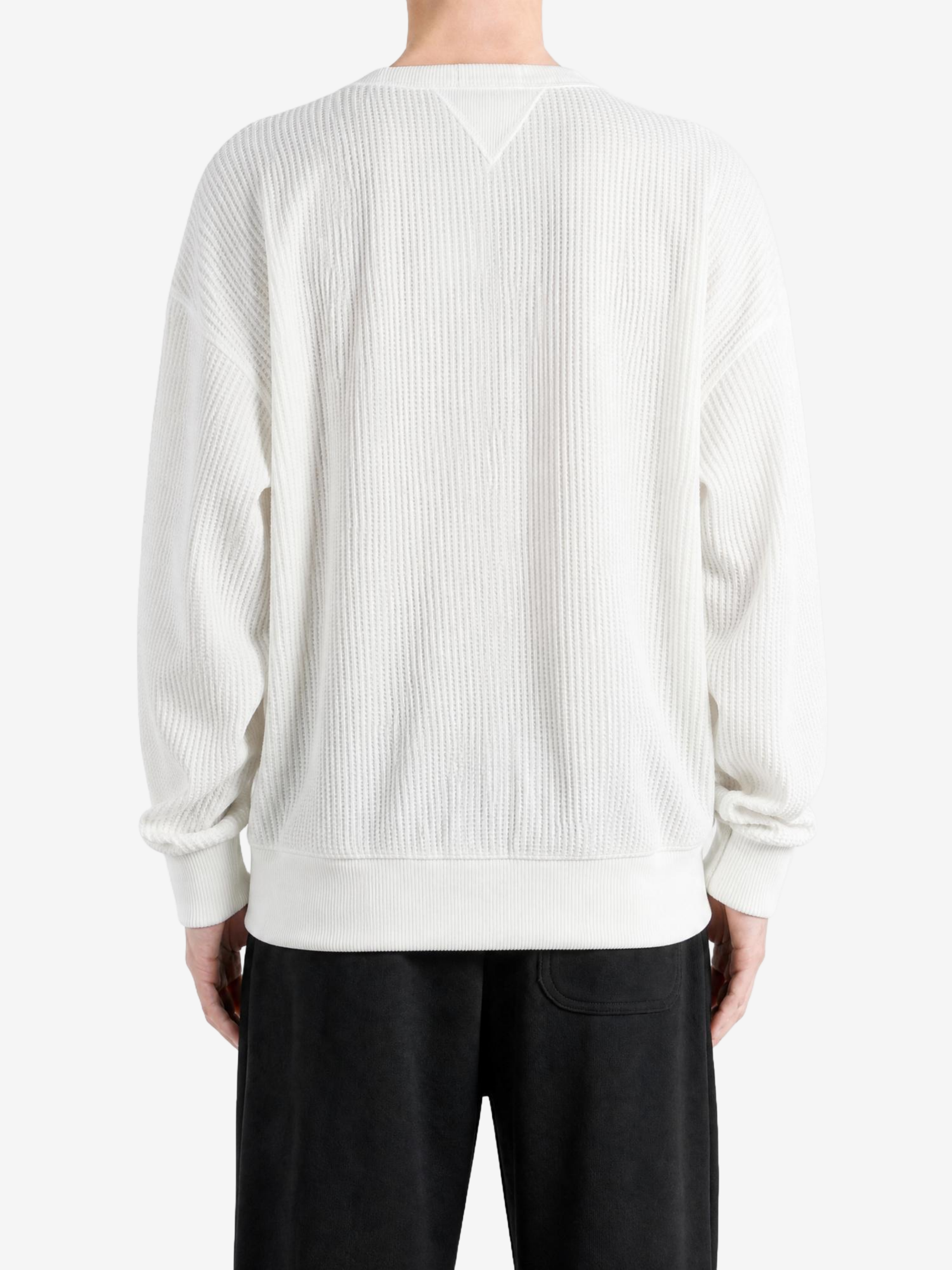 Tan hoodie, full body view