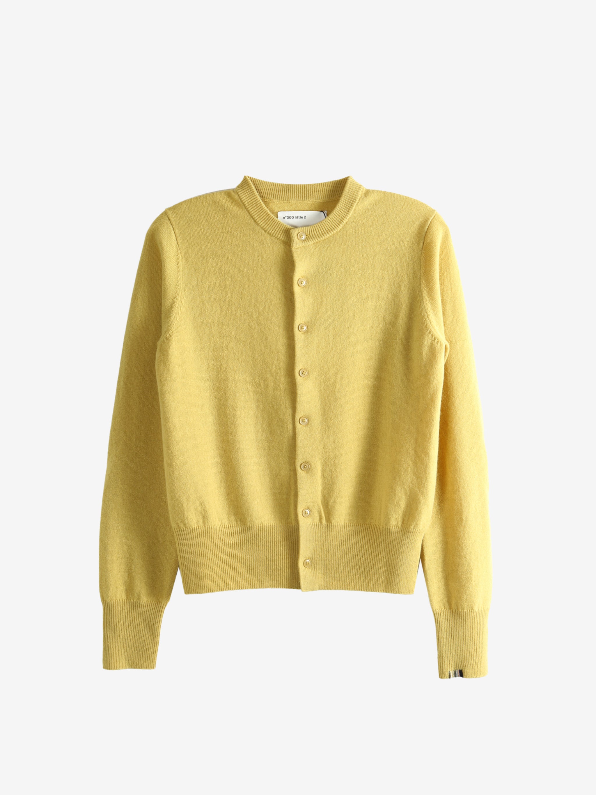 Yellow cardigan, front view