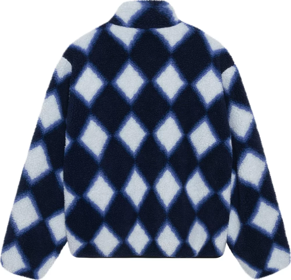 Blue jacket, back view